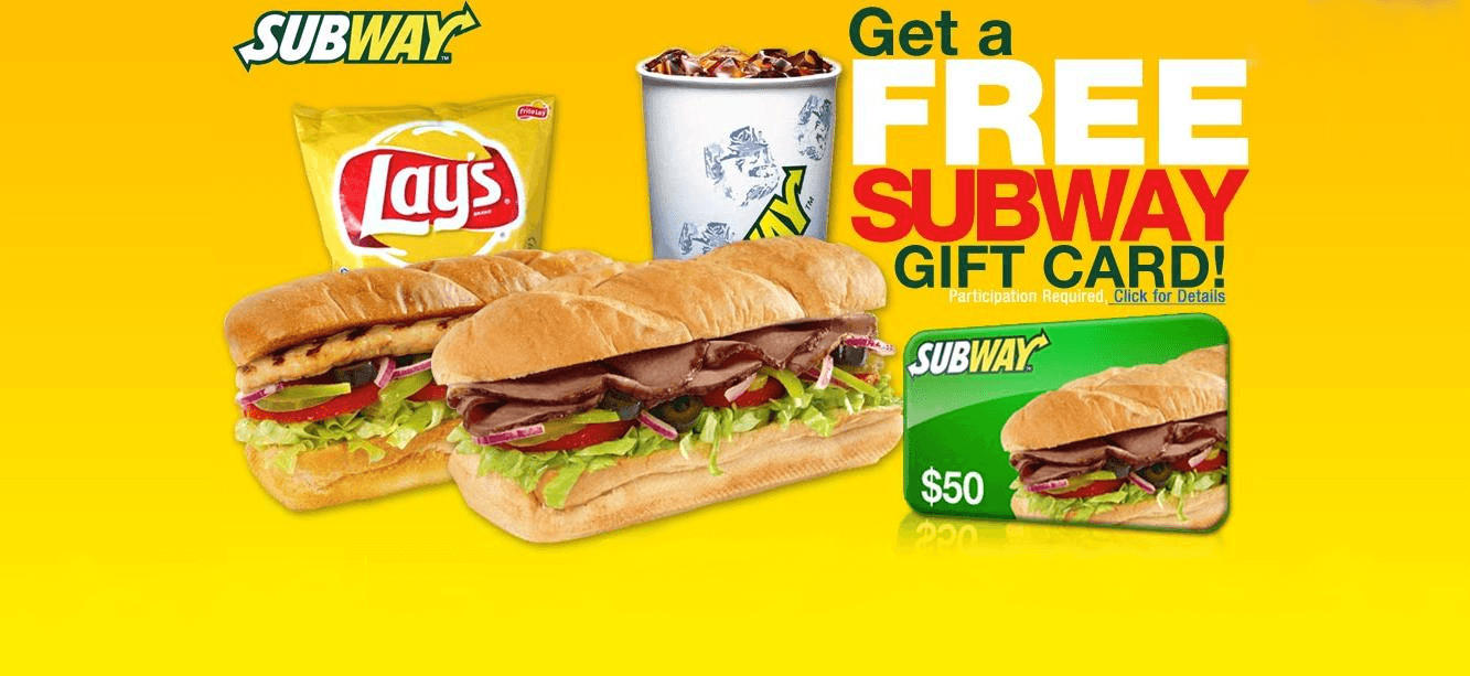Win A $50 Subway Gift Card For Free